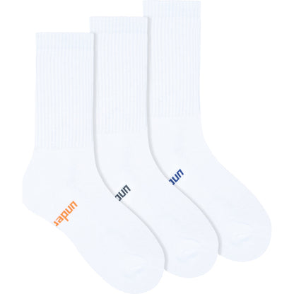 Underworks Mens Cushioned Crew Sports Socks White Size 7-10 3 Pack
