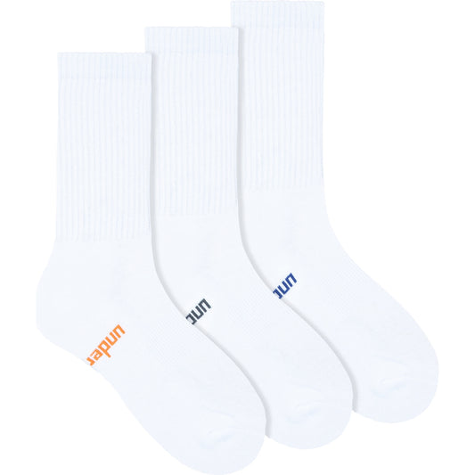 Underworks Mens Cushioned Crew Sports Socks White Size 7-10 3 Pack