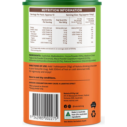 Natvia Hot Choc Energy + Schisandra & Maca 200g