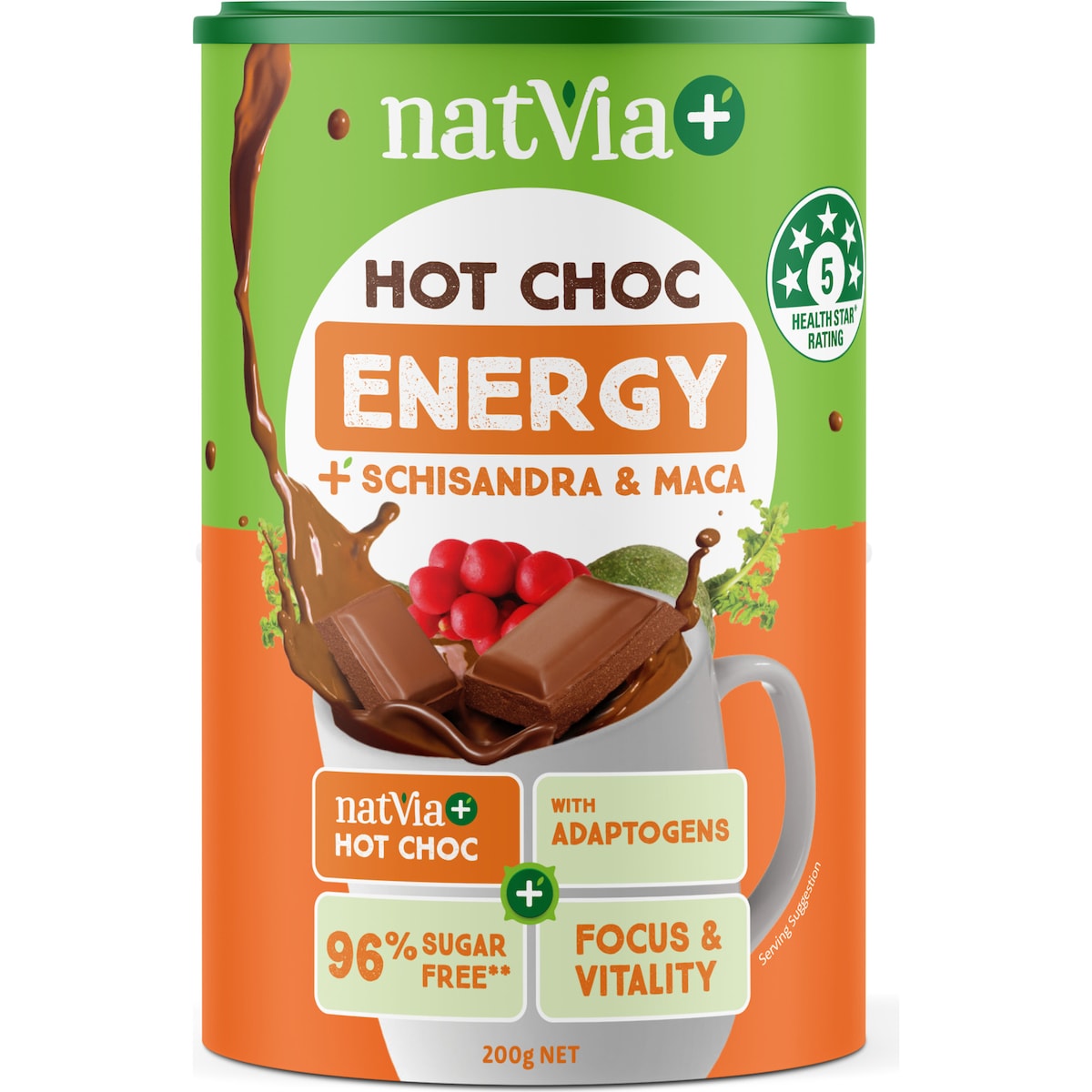 Natvia Hot Choc Energy + Schisandra & Maca 200g