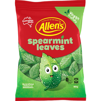 Allens Spearmint Leaves Lollies 160g