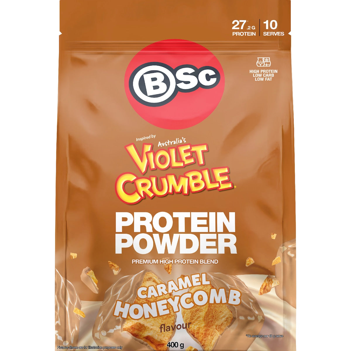 Bsc X Violet Crumble Protein Powder Caramel Honeycomb 400g