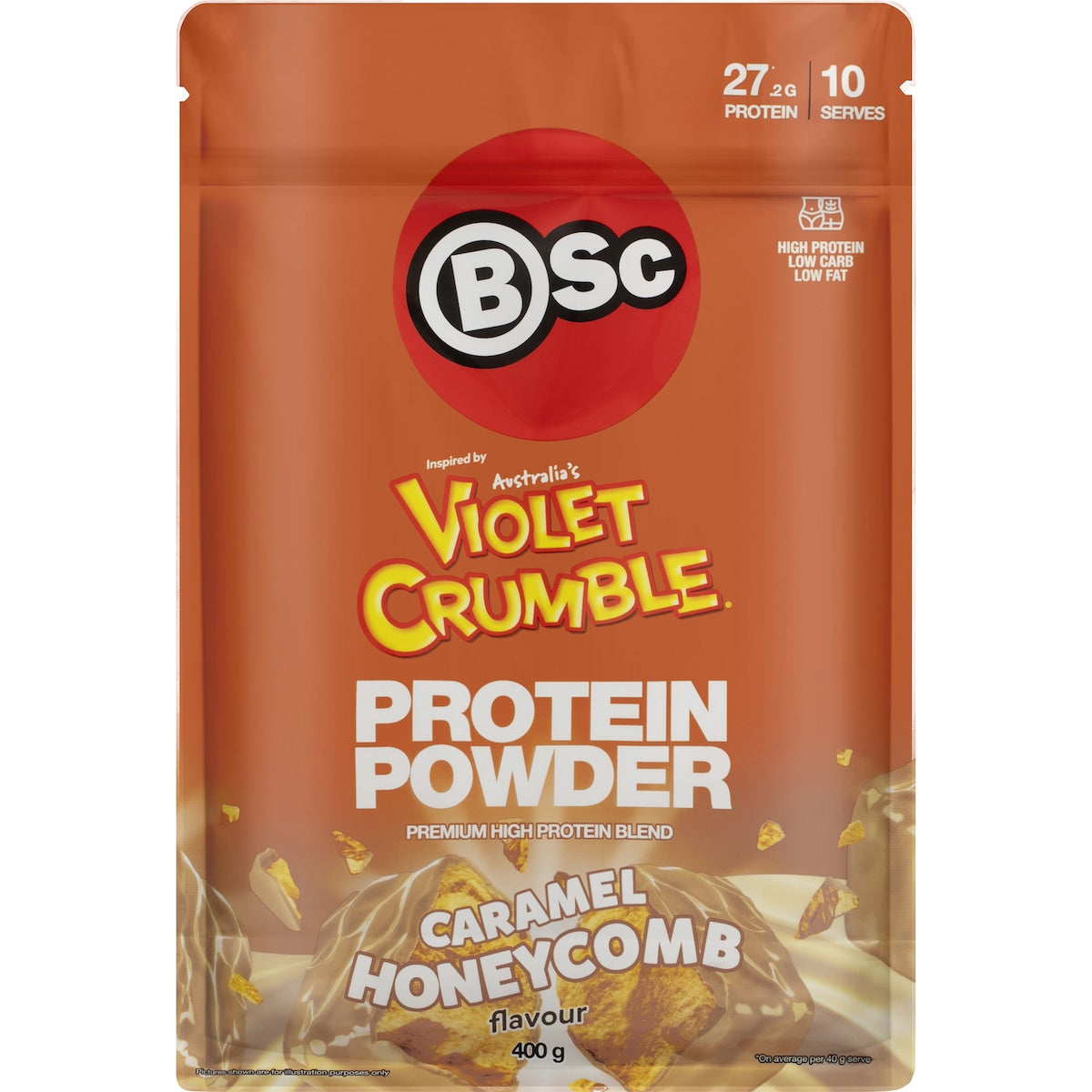 Bsc Violet Crumble Protein Powder Caramel Honeycomb 400g