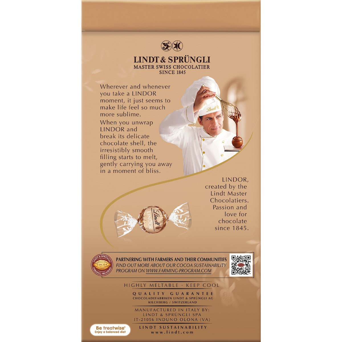 Lindt Lindor Irish Cream Chocolate Bag 123g