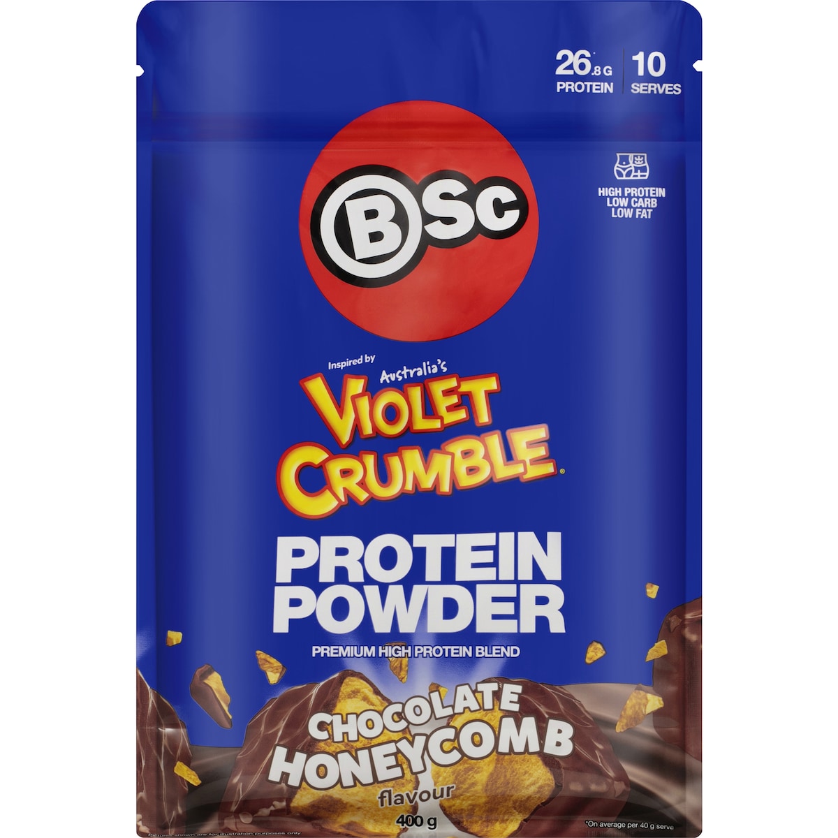 Bsc Violet Crumble Protein Powder Chocolate Honeycomb 400g