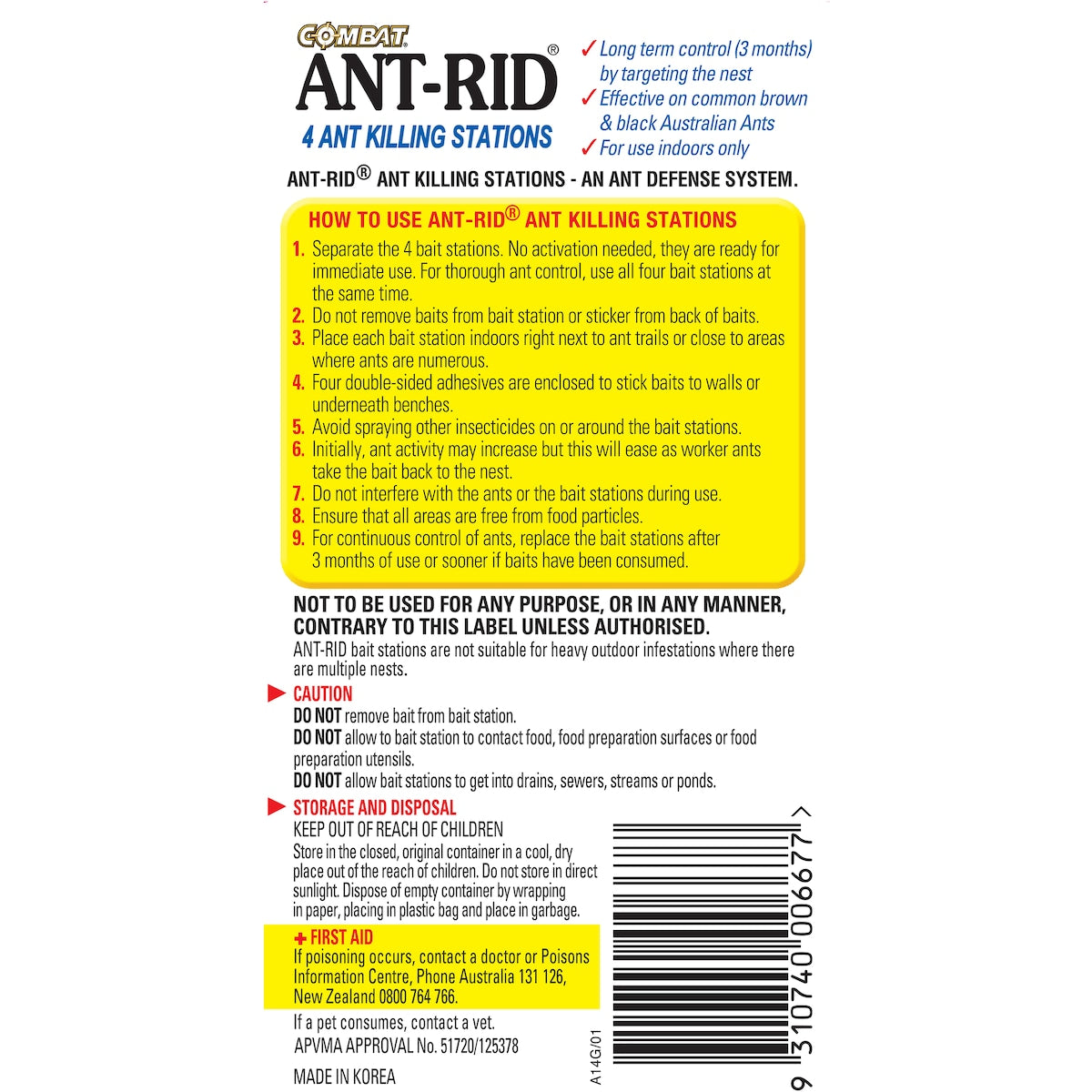 Combat Ant Rid Insect Control Baits 4 Pack