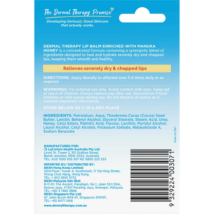 Dermal Therapy Lip Balm With Manuka Honey Tube 10g