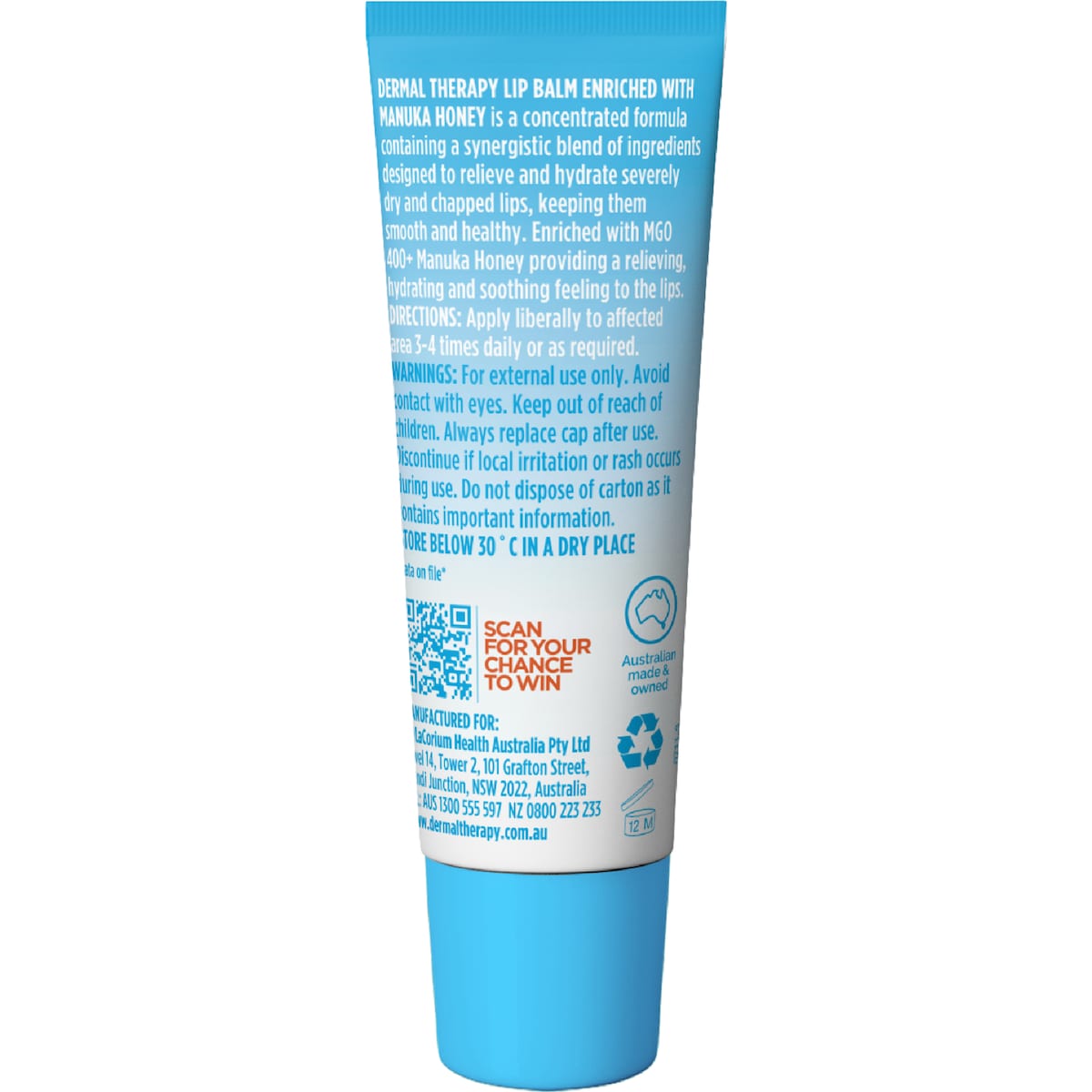 Dermal Therapy Lip Balm With Manuka Honey Tube 10g