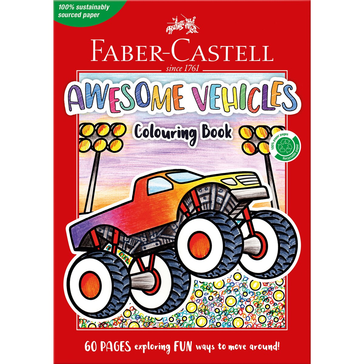 Faber-castell Awesome Vehicles Colouring Book 60 Pages Each