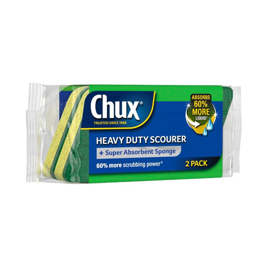 Chux Heavy Duty Scourer + Super Absorbent Sponge - 2 pack