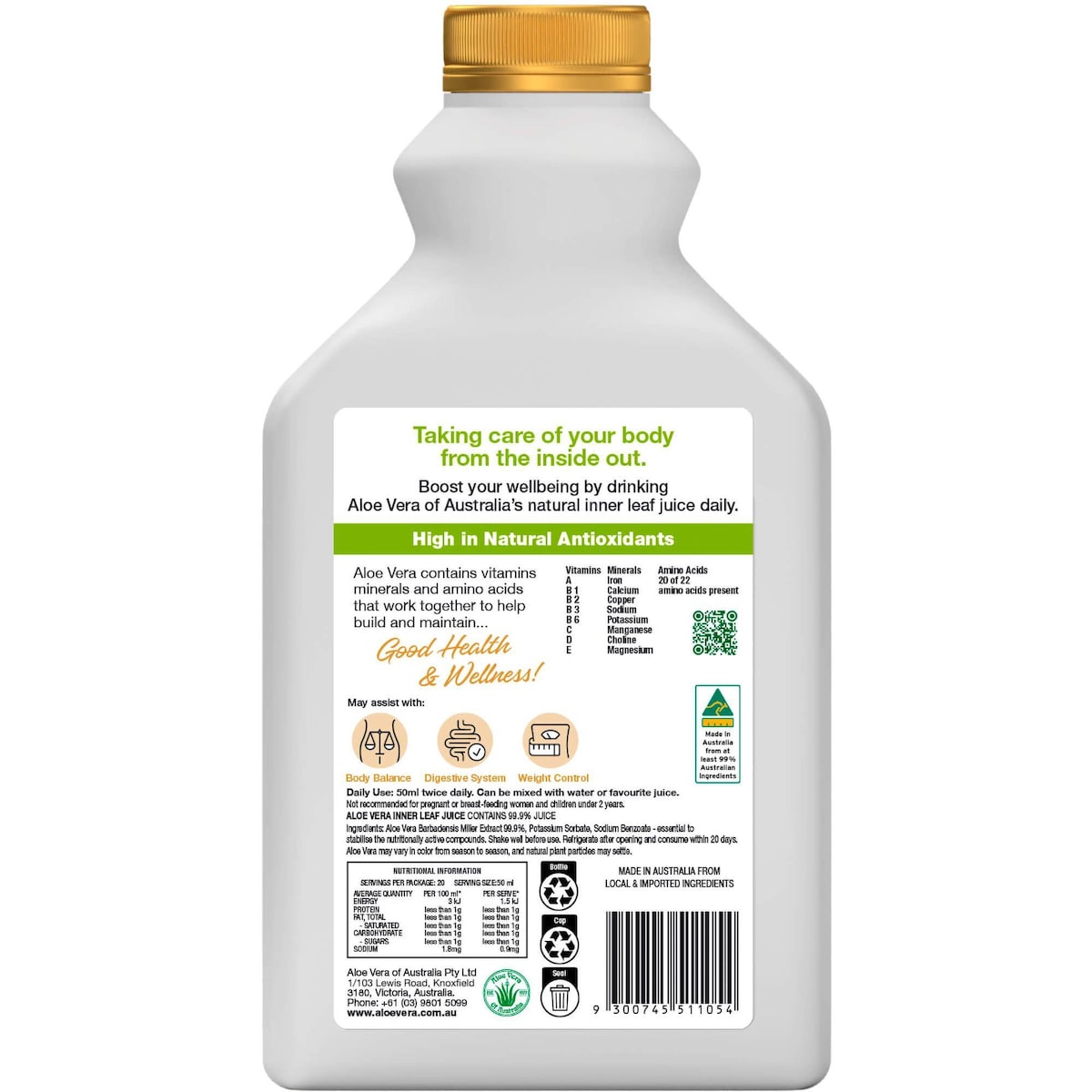 Aloevera 99.9% Inner Leaf Juice 1l