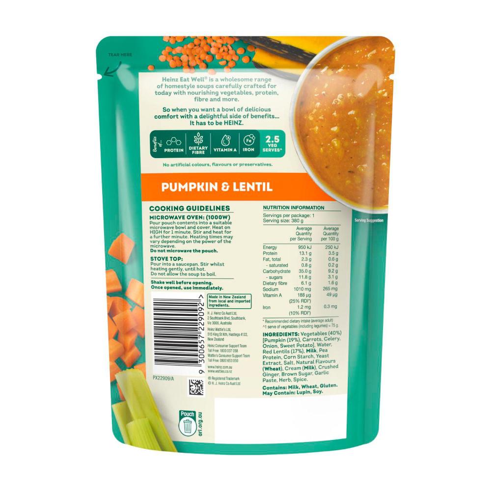 Heinz Eat Well Pumpkin & Lentil Soup Pouch - 380g