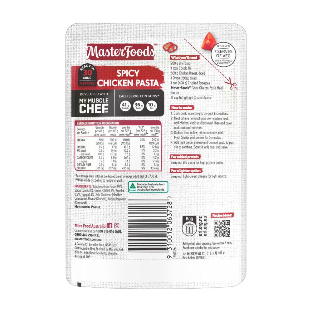 Masterfoods My Muse Chef Recipe Base Spicy Chicken Pasta Pouch - 175g