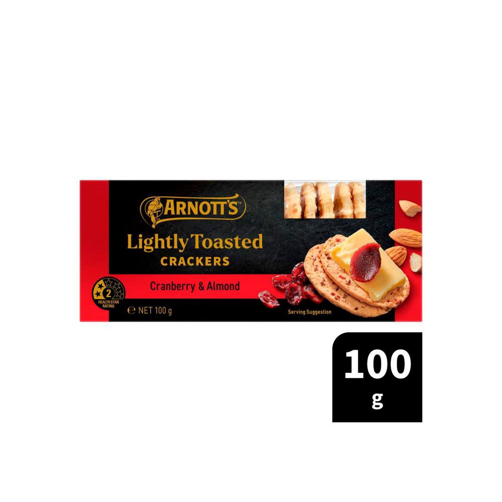 Arnott's Gold Label Toasted Crackers Cranberry Almond Linseed - 100g
