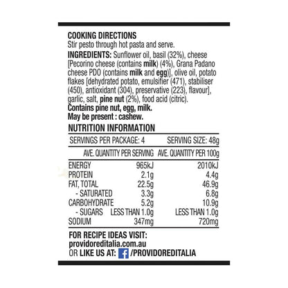 Providore Italian Basil Pecorino & Pine Nut Pesto - 195g