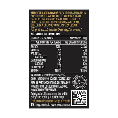 Leggos Gourmet Rich Tomato Passata Roasted Garlic - 400g