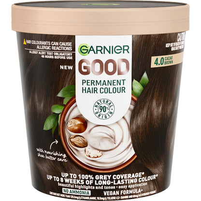 Garnier Good Permanent Hair Colour 4.0 Cacao Brown Each