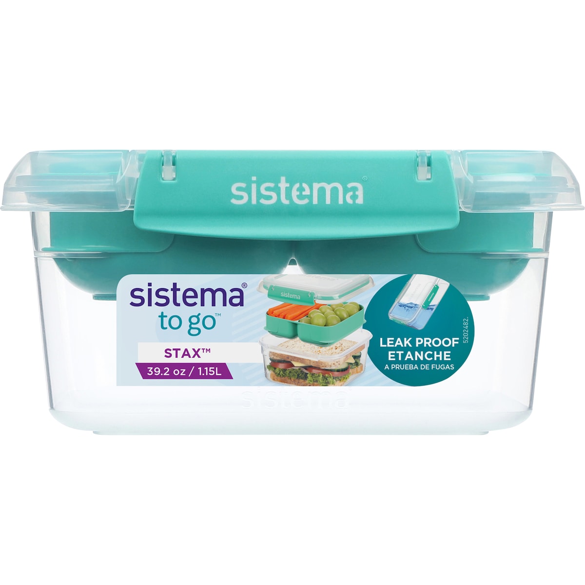 Sistema To Go Rectangle Stax Food Container Assorted 1.15l Each