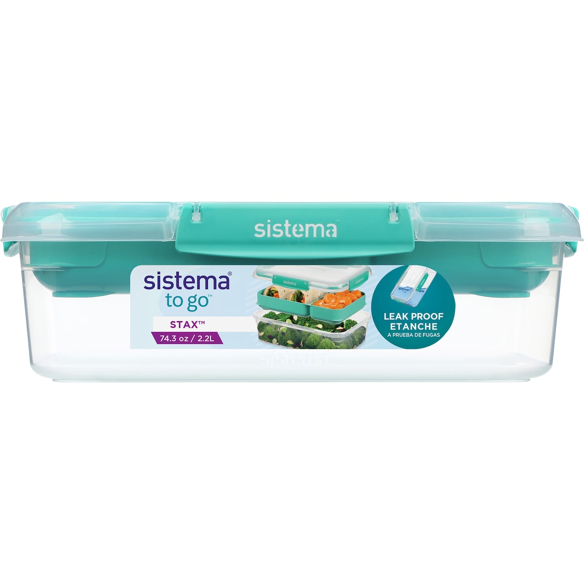 Sistema To Go Rectangle Stax Food Container Assorted 2.2l Each