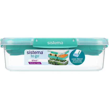 Sistema To Go Rectangle Stax Food Container Assorted 2.2l Each