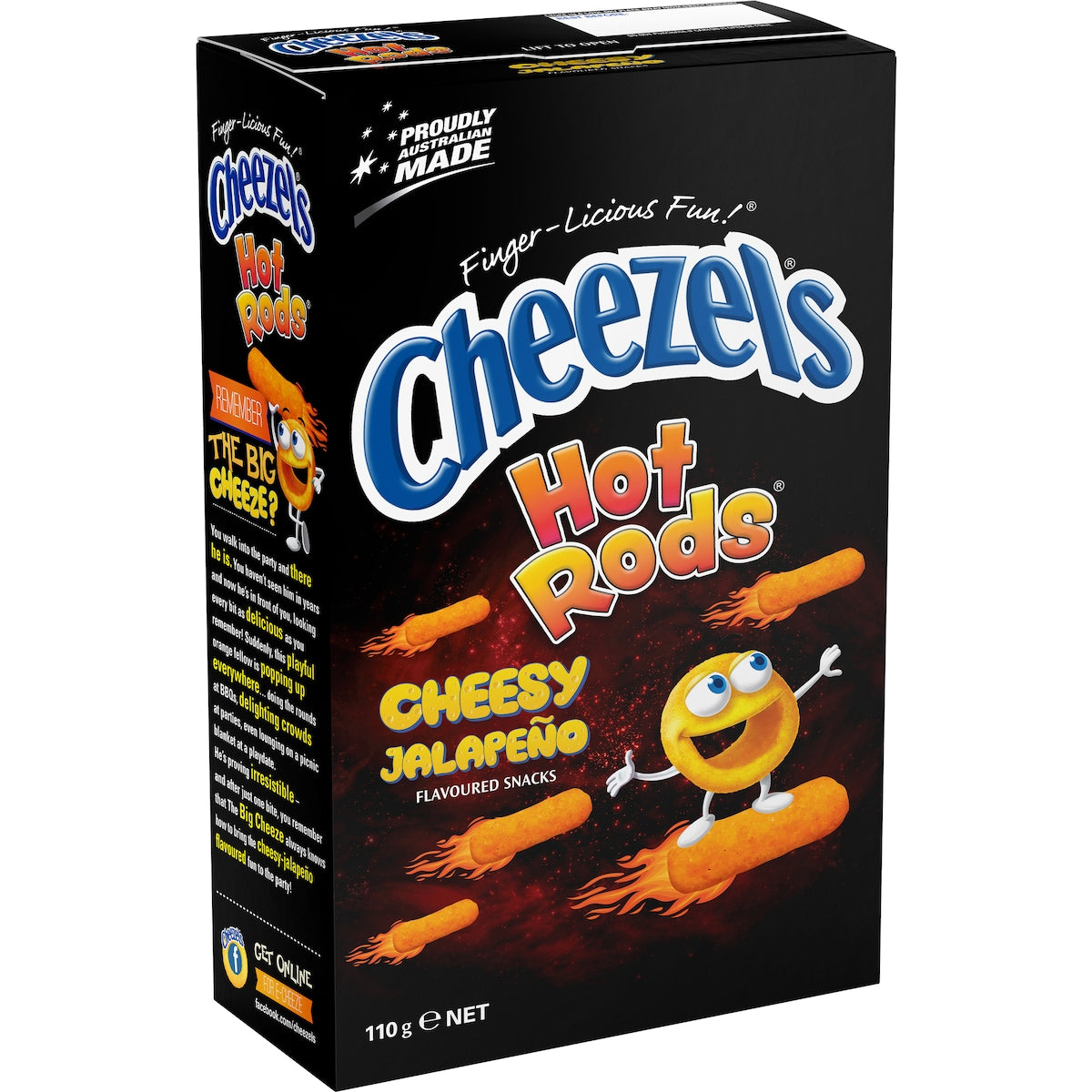 Cheezels Hot Rods Cheesy Jalapeno Flavoured Snacks 110g