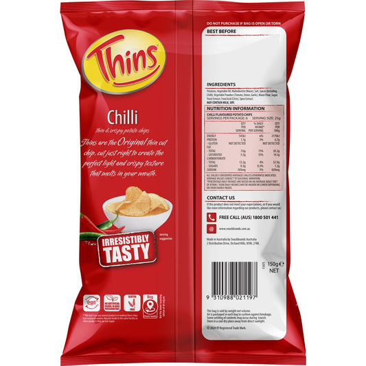 Thins Chips Chilli 150g