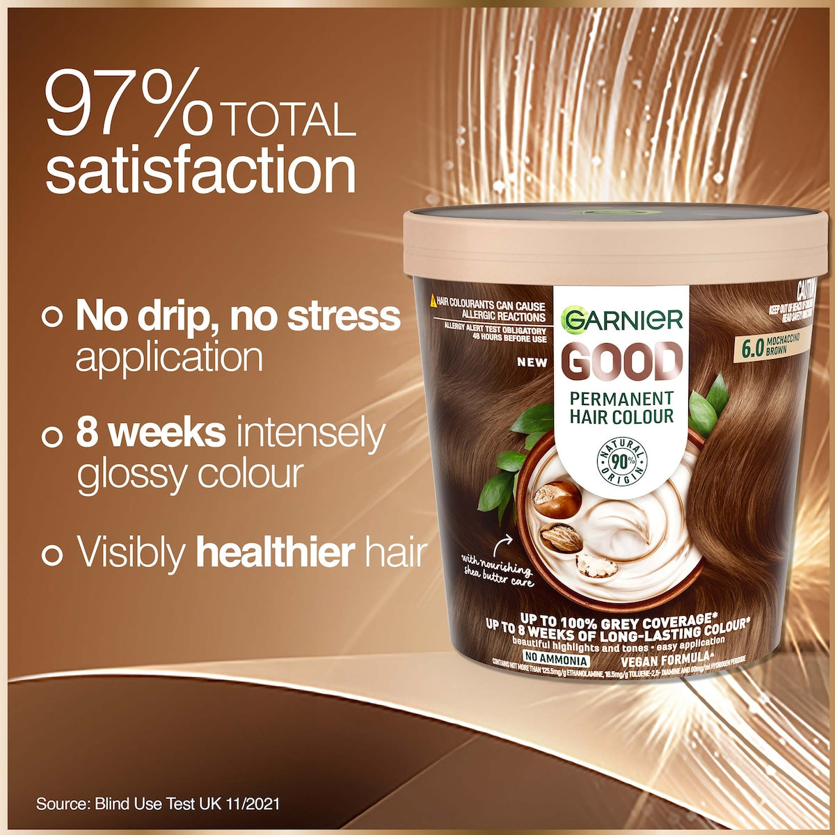 Garnier Good Permanent Hair Colour 6.0 Mochaccino Brown Each