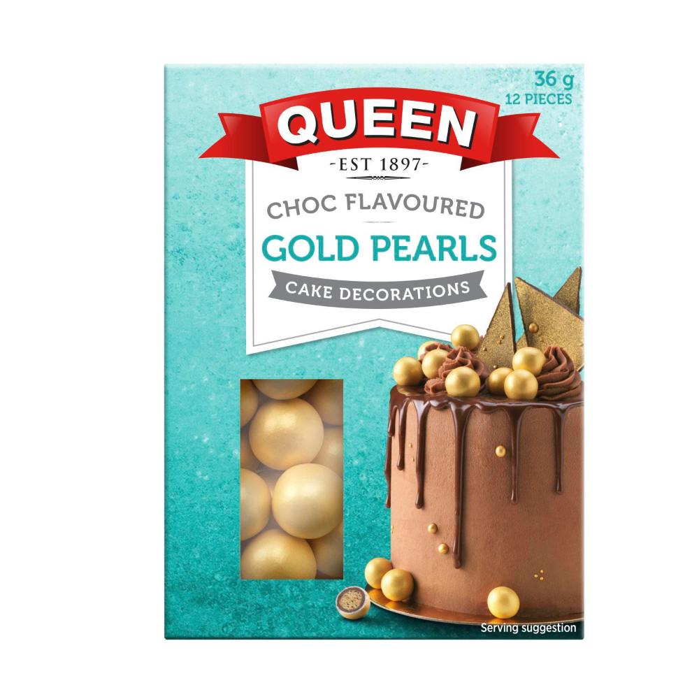 Queen Choc Flavoured Gold Pearls - 36g