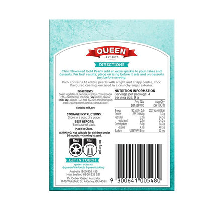 Queen Choc Flavoured Gold Pearls - 36g