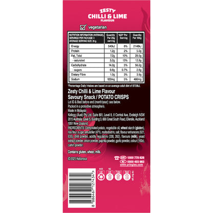 Pringles Zesty Chilli & Lime Flavour Stacked Potato Chips 118g