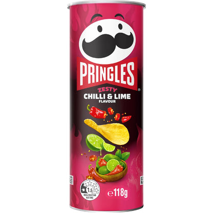 Pringles Zesty Chilli & Lime Flavour Stacked Potato Chips 118g