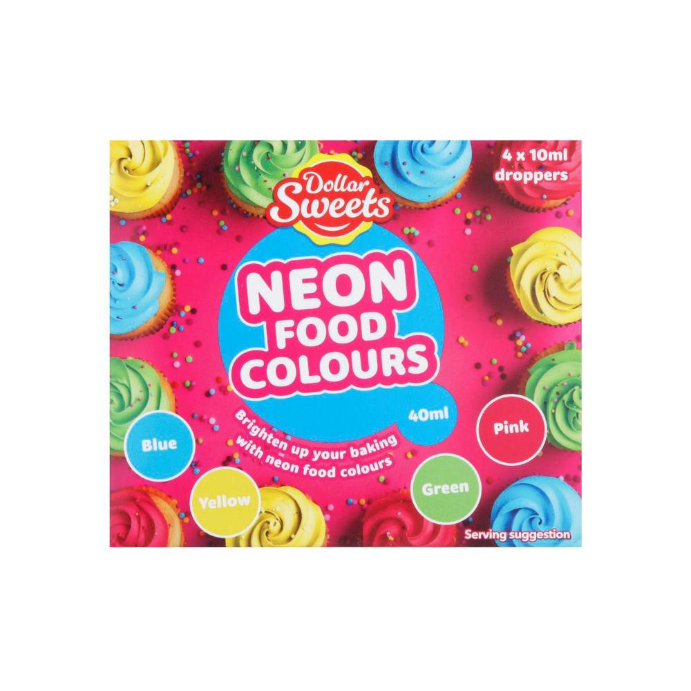 Dollar Sweets Neon Food Colours 4 Pack - 40mL