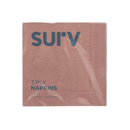 Surv 3 Ply Patterned Serviette - 20 Pack