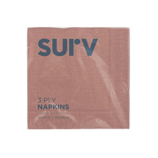 Surv 3 Ply Patterned Serviette - 20 Pack
