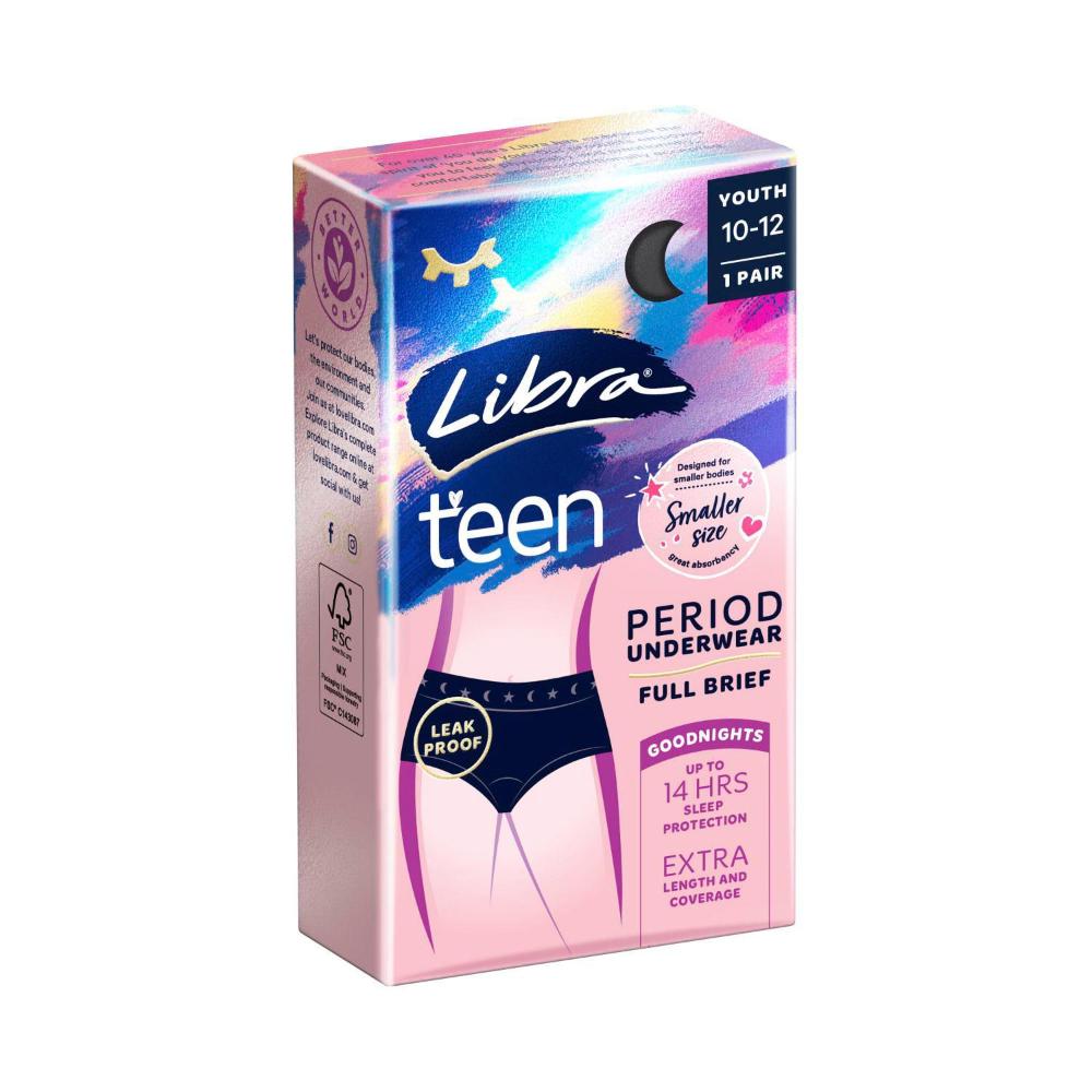 Libra Teen Period Underwear Black Full Size 10-12 - 1 Each