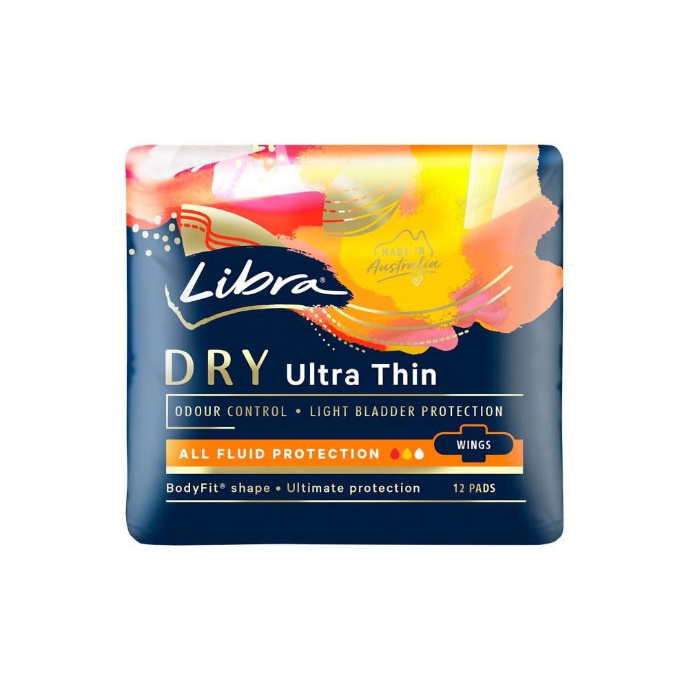 Libra Dry Ultra Thin Pads With Wings - 12 Pack
