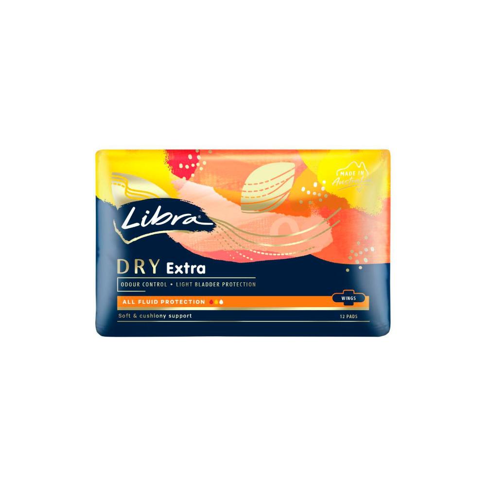 Libra Dry Extra Pads With Wings - 12 Pack