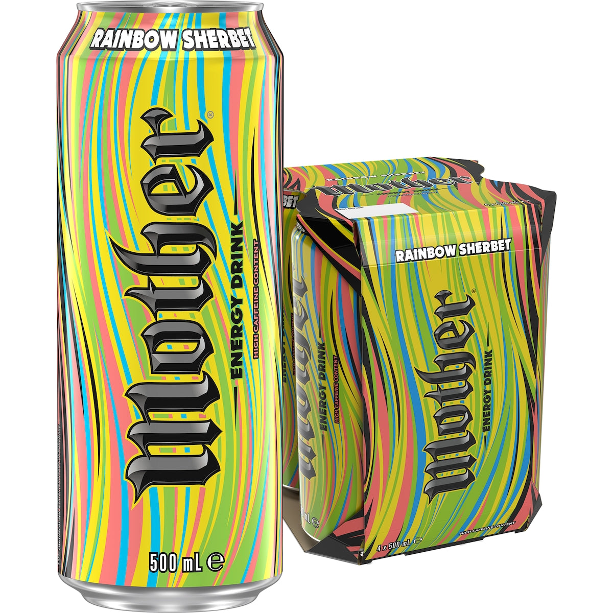 Mother Energy Drink Rainbow Sherbet 500ml X 4 Pack