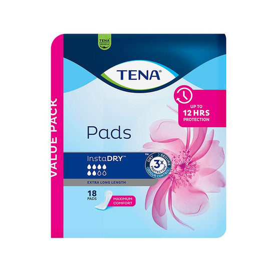 Tena Insta Dry Pads Extra Long - 18 Pack