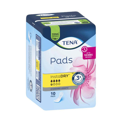 Tena Insta Dry Pads Standard Length - 10 Pack