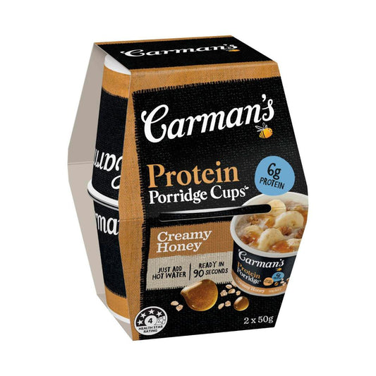 Carman's Oat Cups Protein Porridge Creamy Honey 2 Pack - 100g