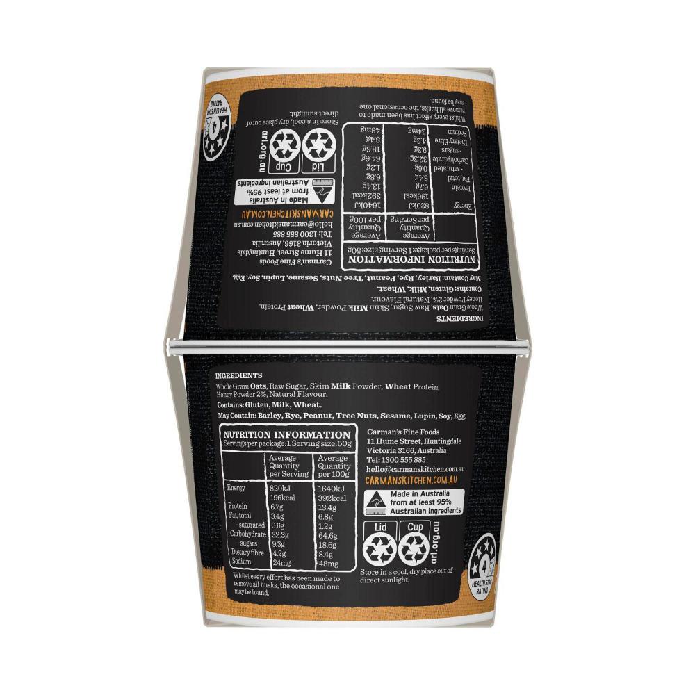 Carman's Oat Cups Protein Porridge Creamy Honey 2 Pack - 100g
