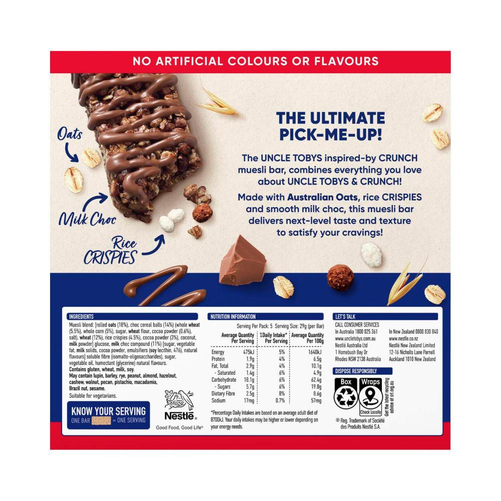 Uncle Tobys Snacks Crunch Snack Bars - 145g