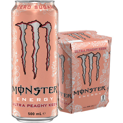 Monster Energy Drink Ultra Peachy Keen Cans 500ml X 4 Pack