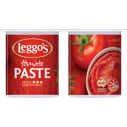 Leggos Australian Grown Tomato Paste Triple Concentrate Tub 140g X 2 Pack