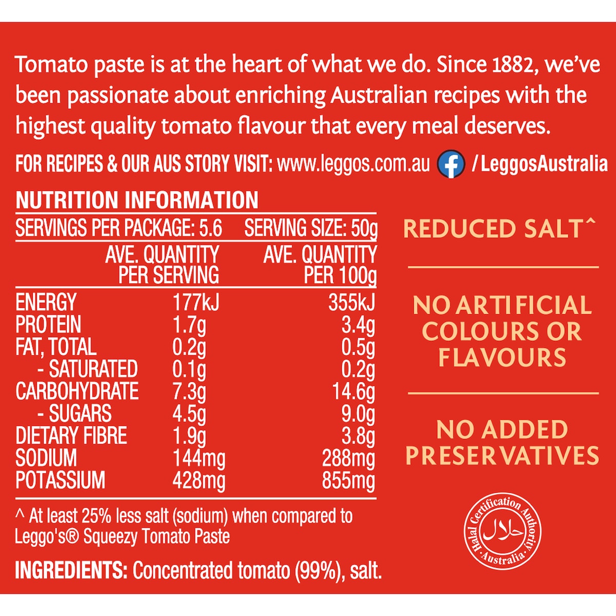 Leggos Australian Grown Tomato Paste Triple Concentrate Tub 140g X 2 Pack