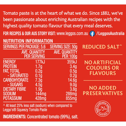 Leggos Australian Grown Tomato Paste Triple Concentrate Tub 140g X 2 Pack