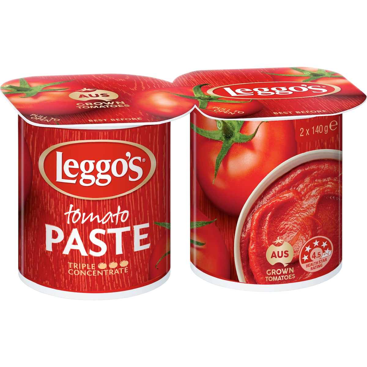 Leggos Australian Grown Tomato Paste Triple Concentrate Tub 140g X 2 Pack
