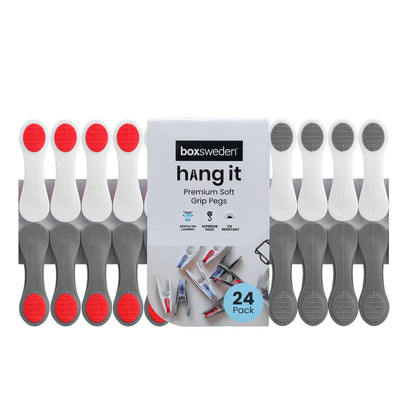 Boxsweden Premium Soft Grip Clothes Pegs - 24 Pack - 210 x 30 x 110mm