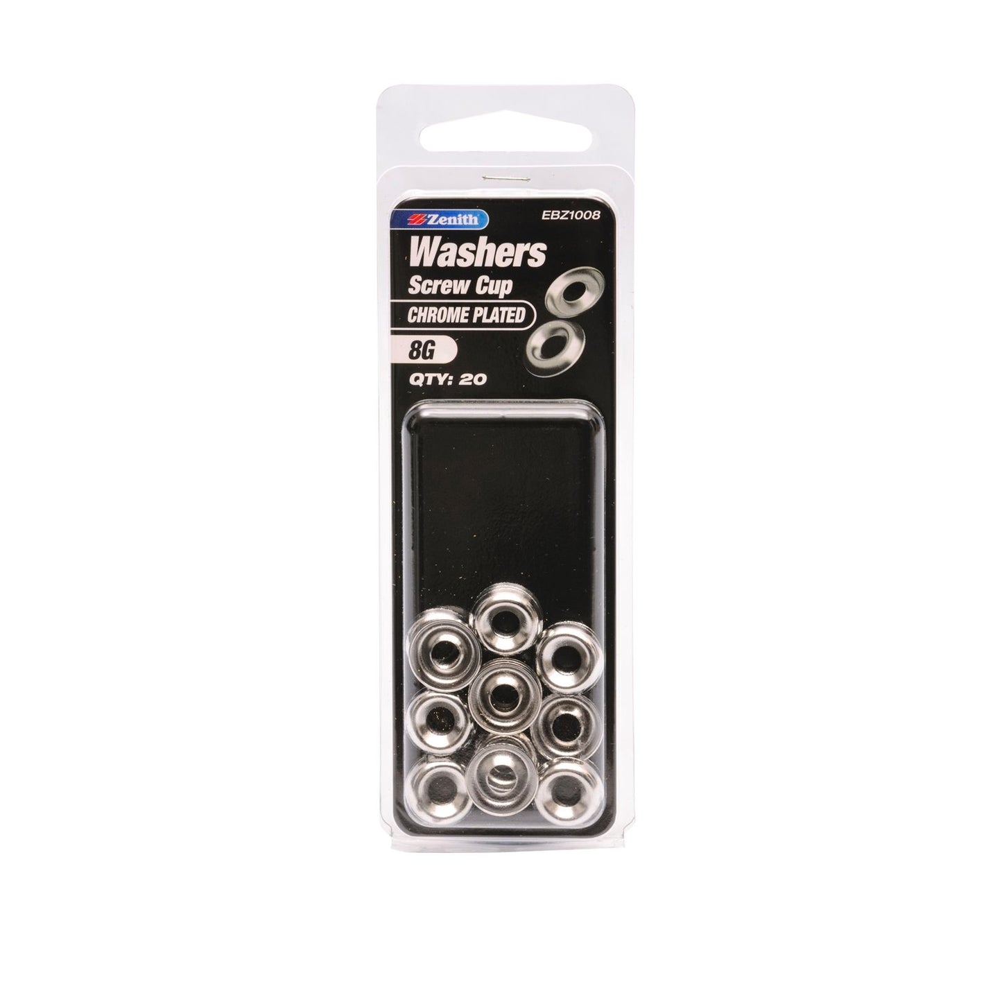 Zenith Chrome Plated Screw Cup Washer - 13.3mm - 20 Pack